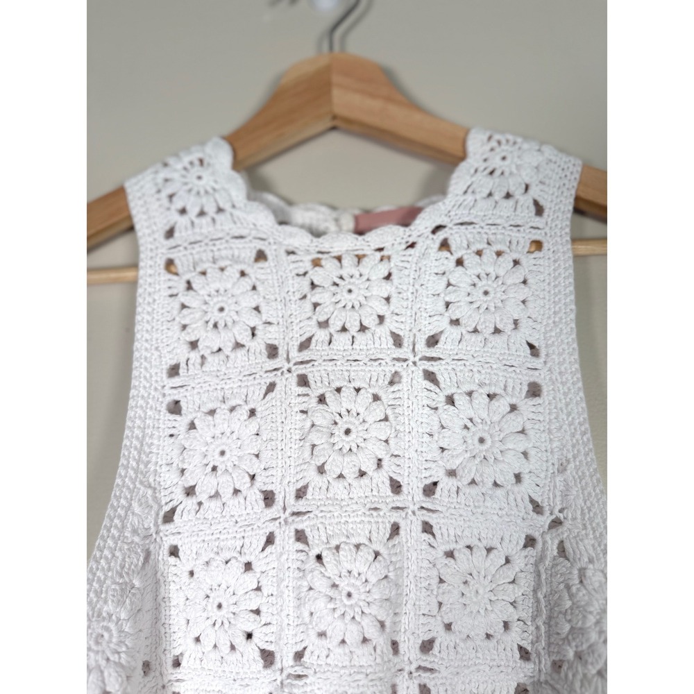 Show Me Your Mumu Laguna Top White Daisy Crochet Cotton Boho Crop XS Festival - Picture 3 of 8
